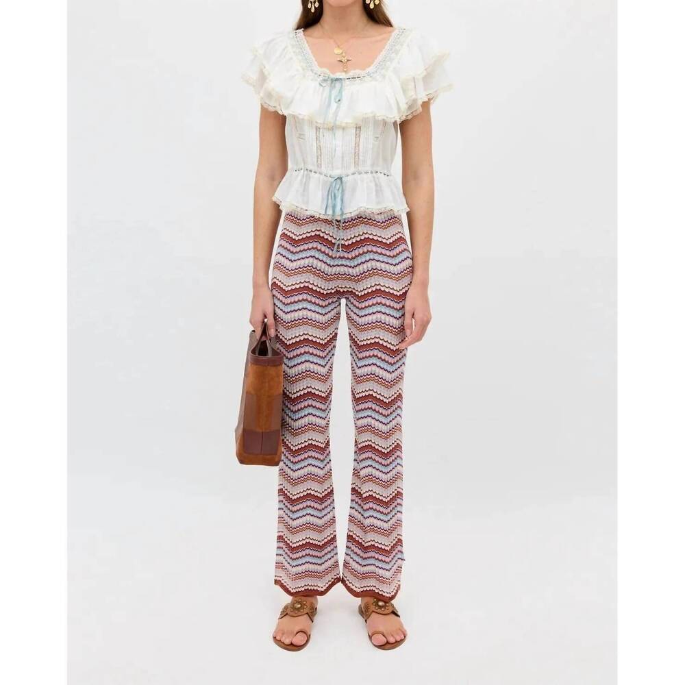 NEW RIXO elasticated waistband boni trouser in maria chevron